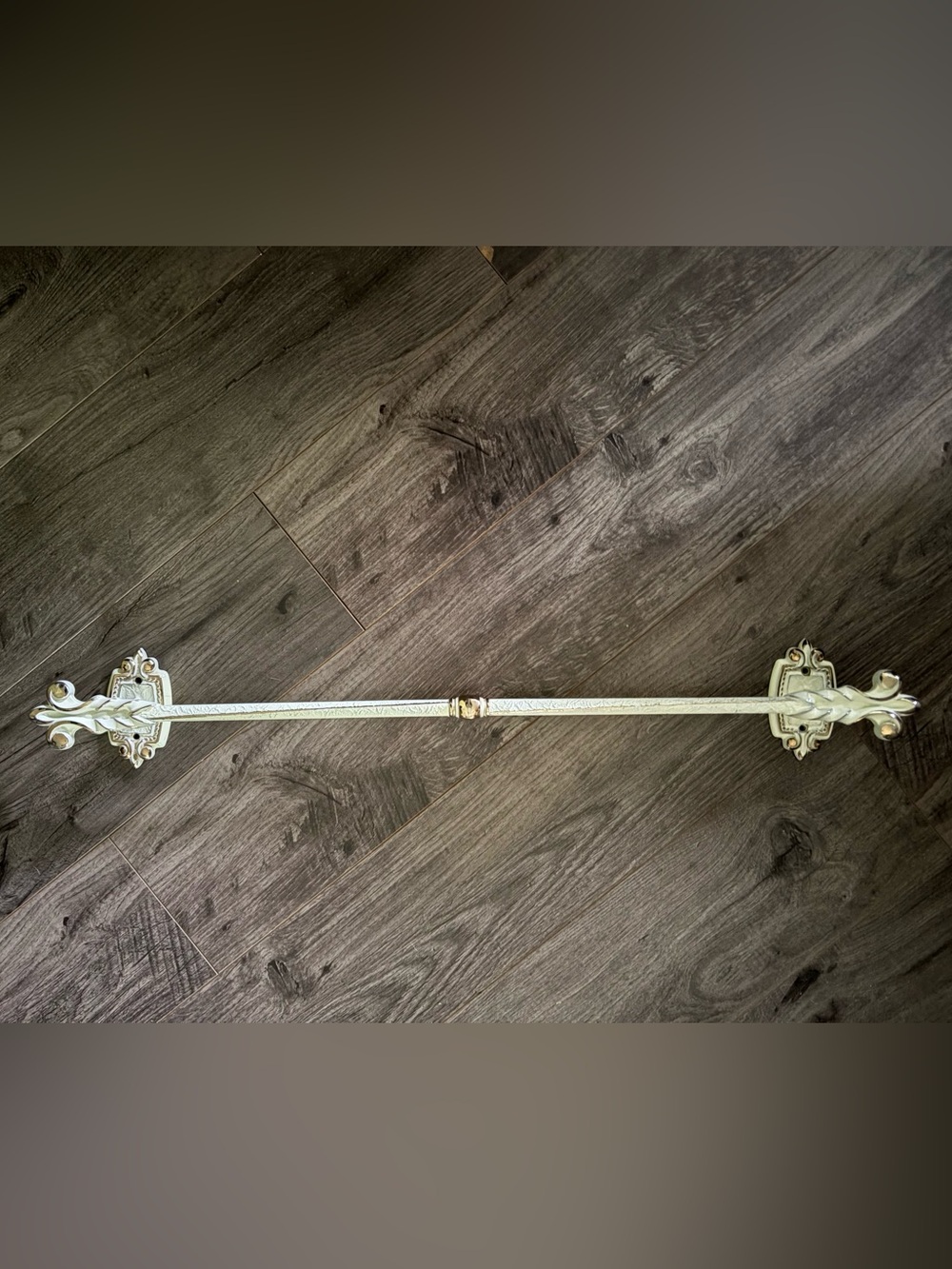 Vintage French Provincial 24" Towel Bar Ivory Gold Hollywood Regency